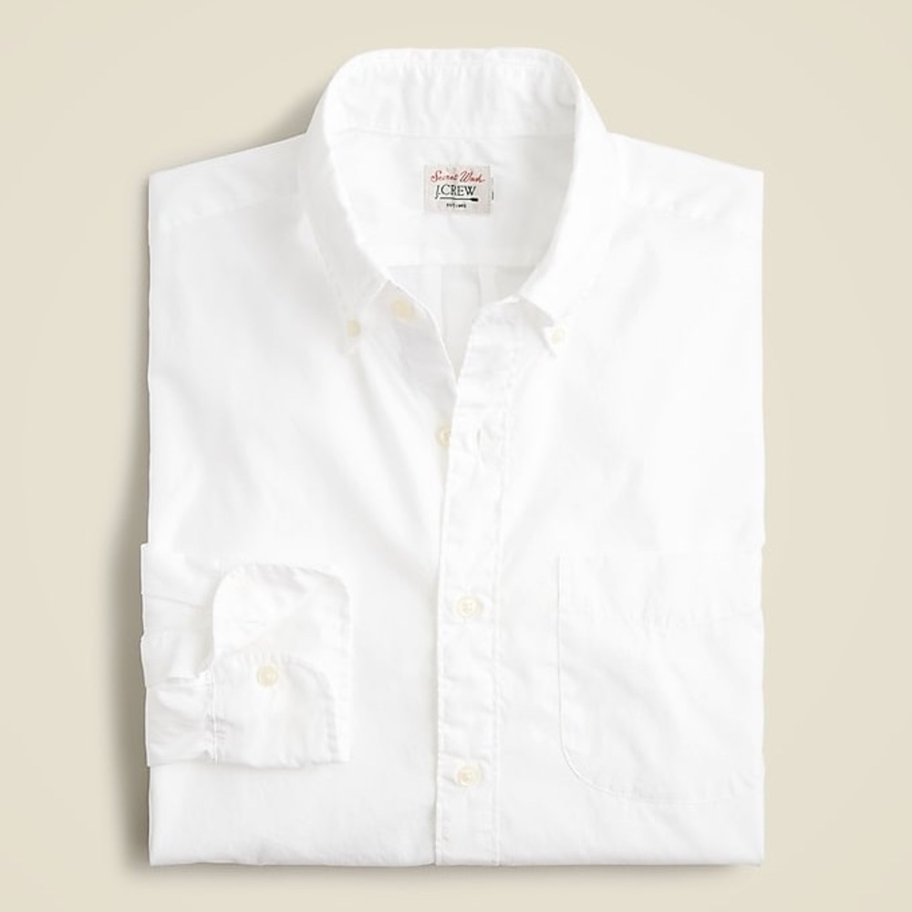 NWOT J.Crew Secret Wash Classic cotton poplin Button Down shirt Large White - Picture 3 of 11